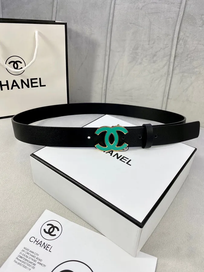 Chanel Ladies Belt in Gold and Silver with Grained Calfskin and Polished Metal Clasp