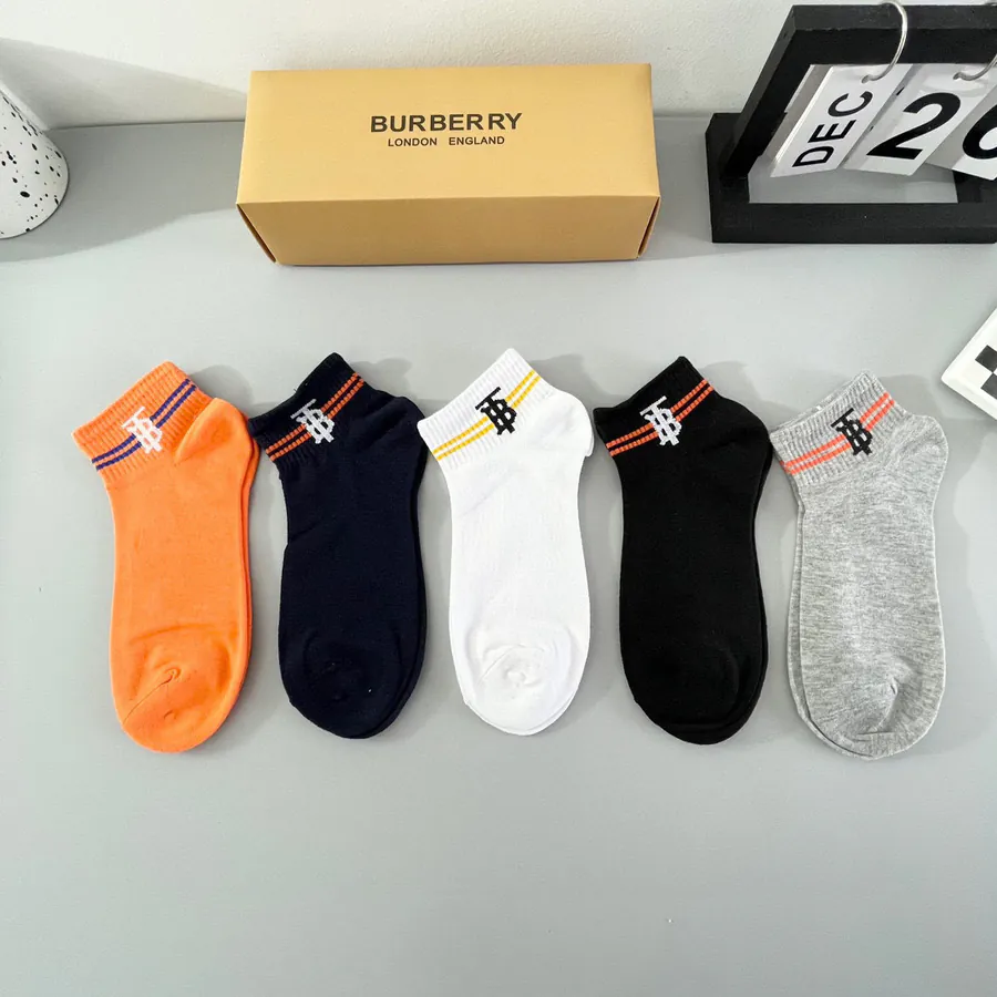 Burberry New P40 Packaged [Five Pairs in One Box] Classic Trendy Socks