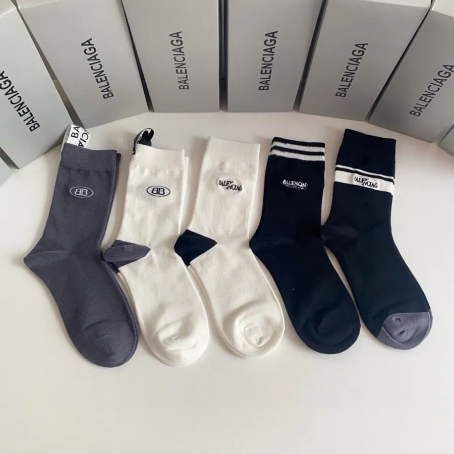 Balenciaga Classic Embroidered Crew Socks - Medium Length