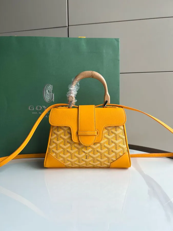 Goyard Saigon Mini Bag with Handcrafted Wooden Handle