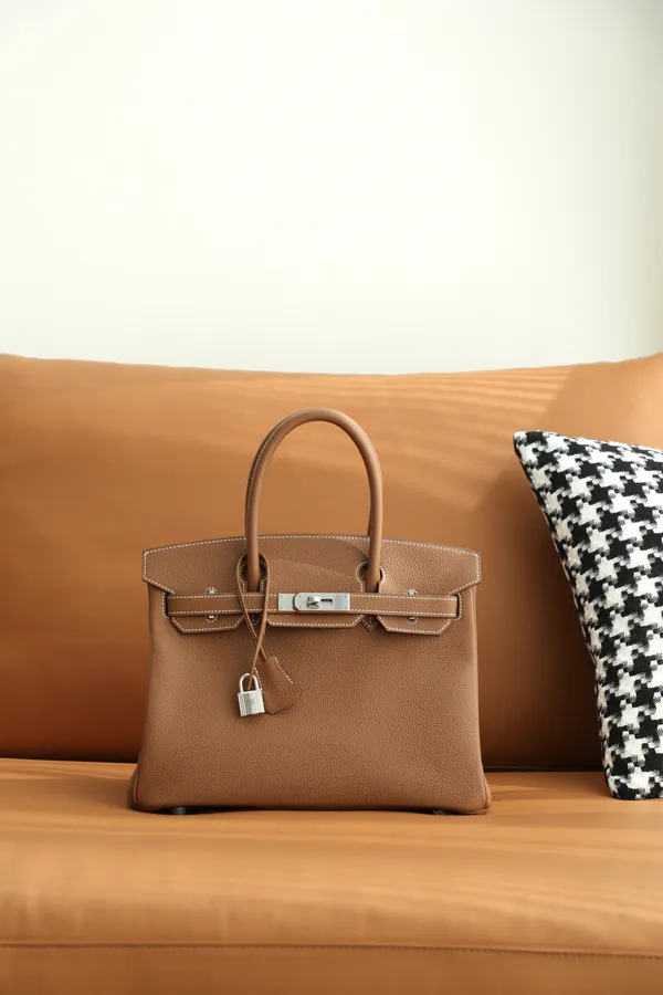 Handmade Birkin 30 Tote in Golden Brown
