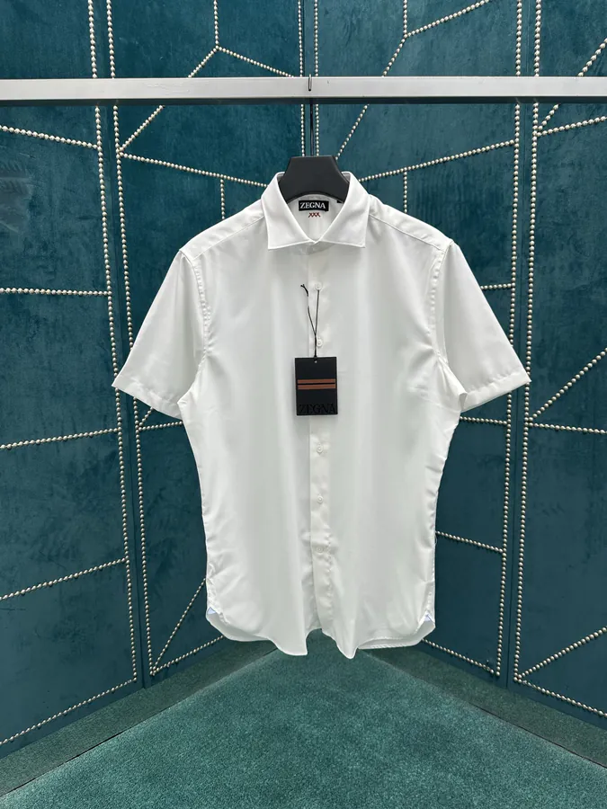 Zegna 25ss New Pure Color Single Button Short Sleeve Shirt