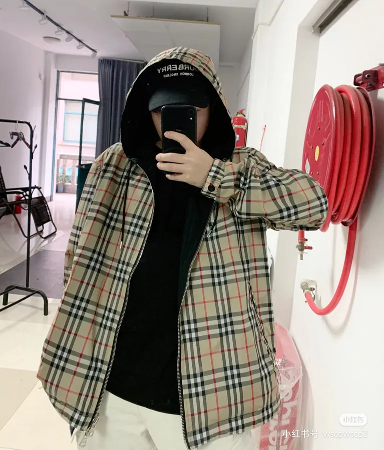 Double-Sided BBR Jacket - Classic Vintage Plaid Reversible Hooded Coat
