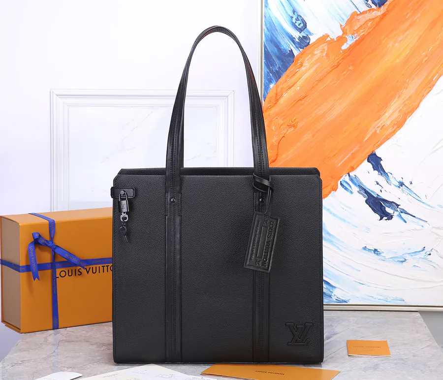LV Aerogram Tote in Black - Premium Full Handmade Grained Calfskin