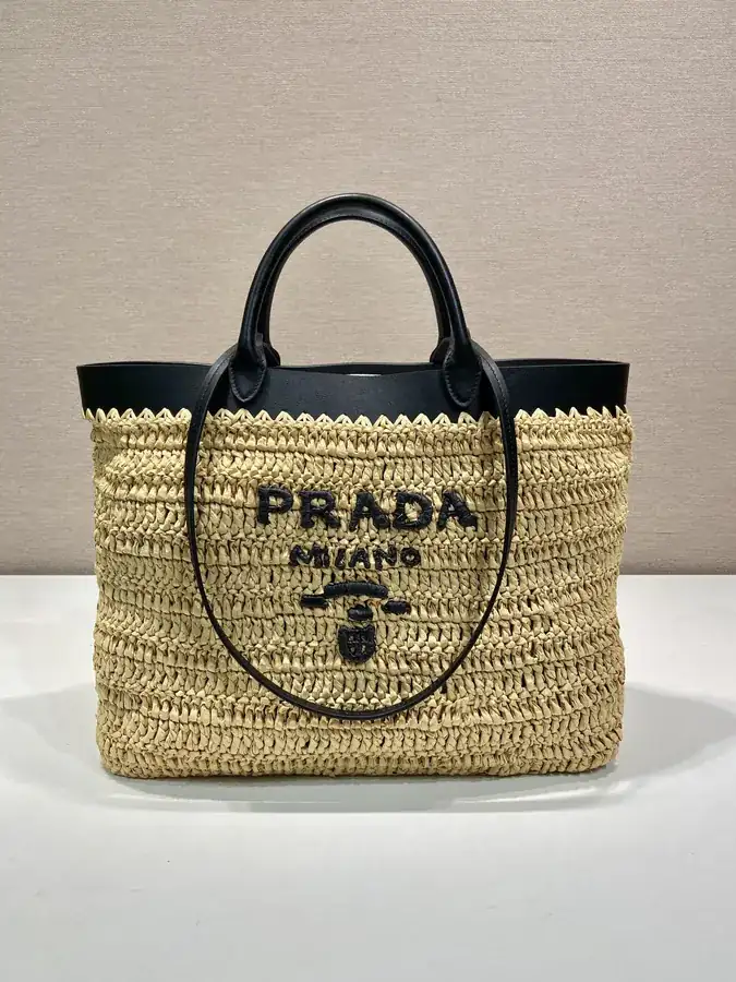 New Trendy Tote Basket Bag with Crochet Detail