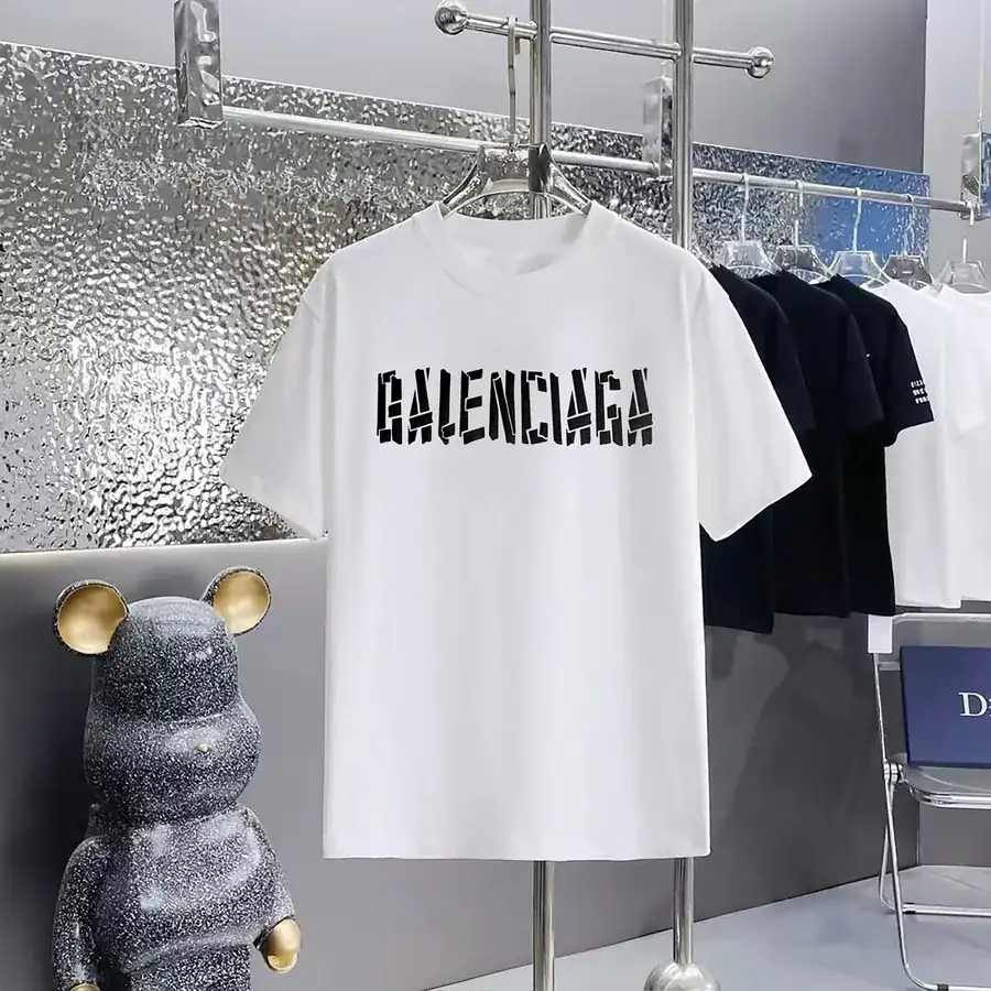 Balenciaga Printed Round Neck Short Sleeve T-Shirt