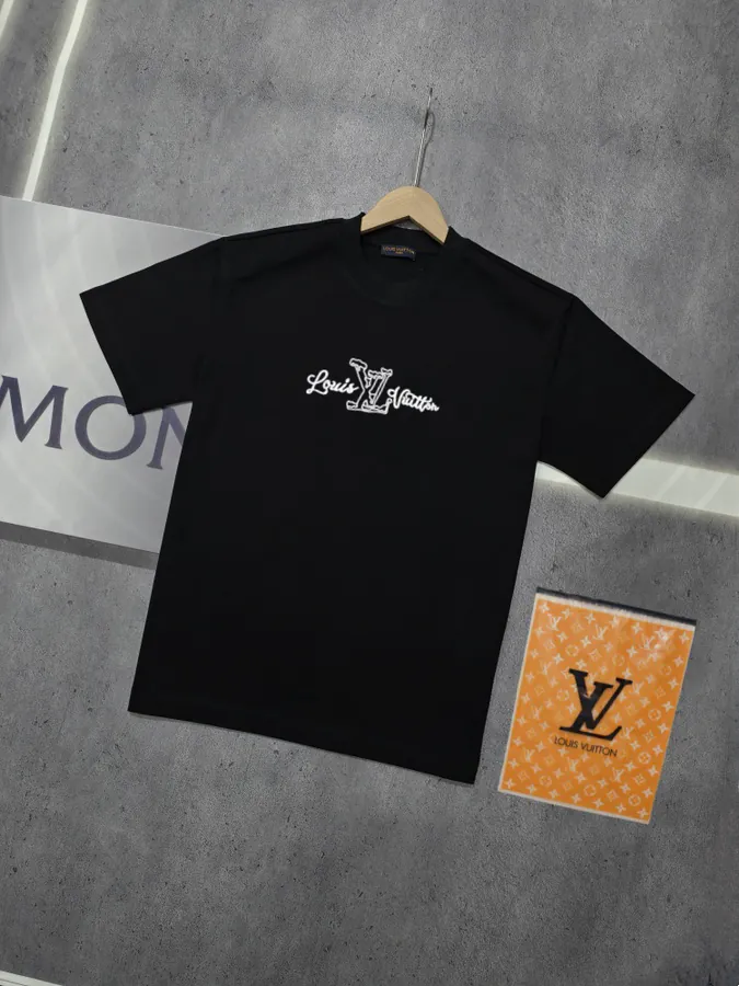 Original Factory Version Louis Vuitton Simple Logo Print Short Sleeve