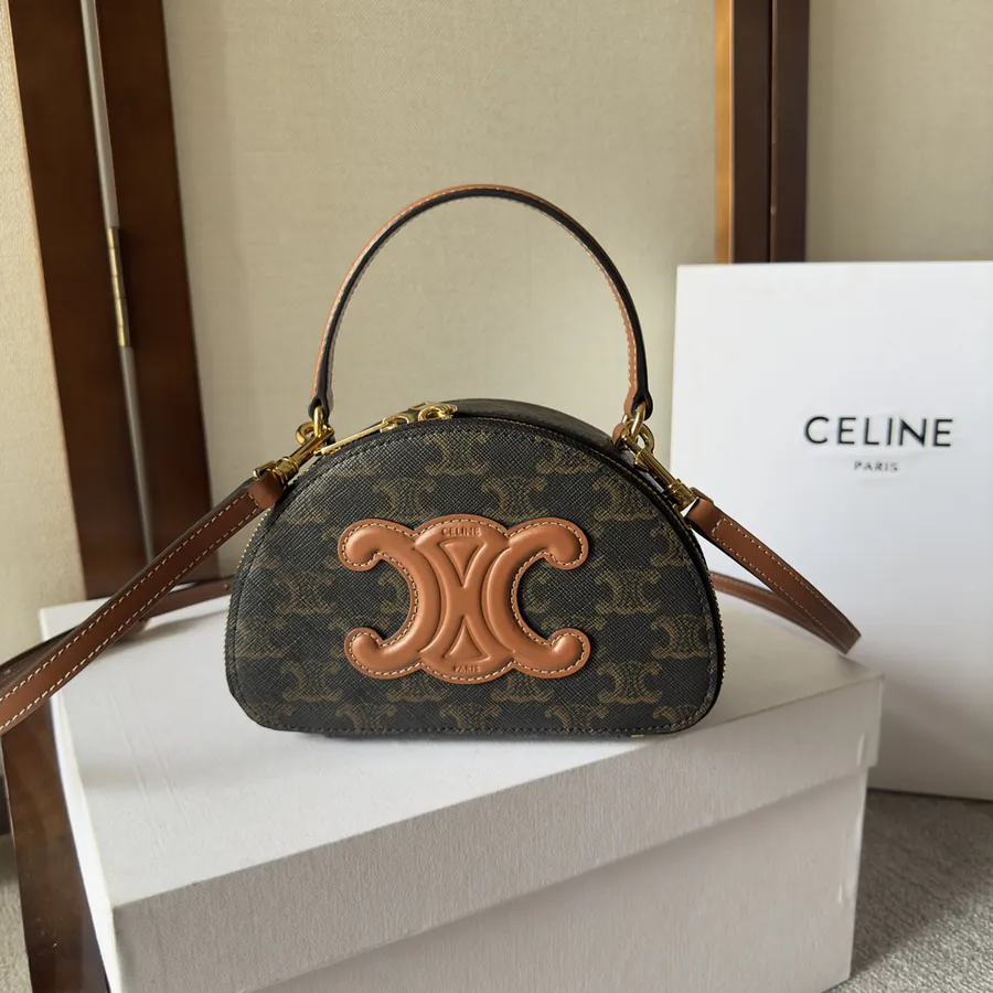 CELIN_E23s Mini Half-Moon Bag with Logo Print