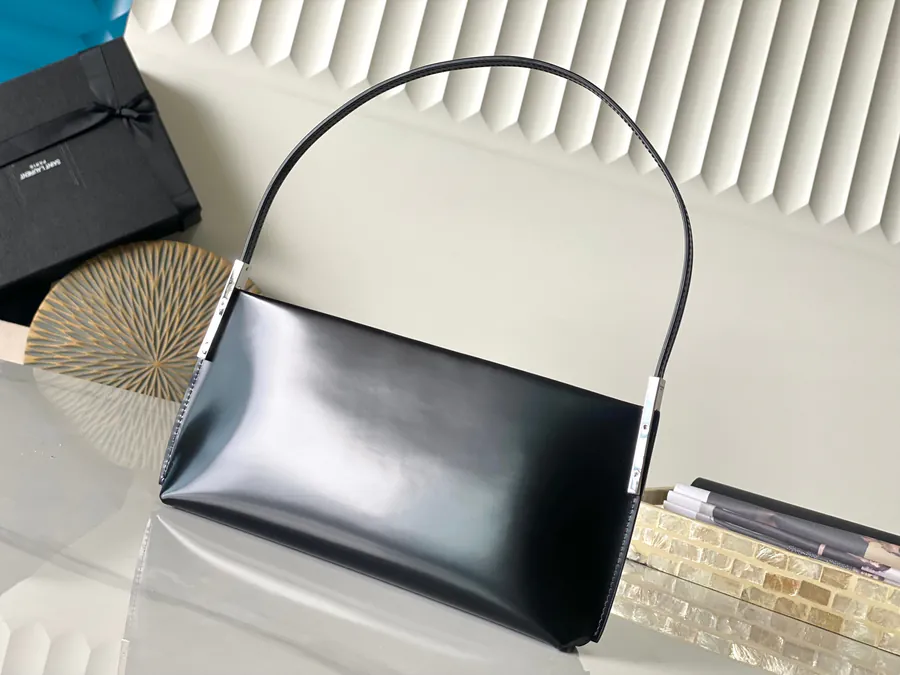 Suzanne Clutch - Minimalist Design, Glossy Leather
